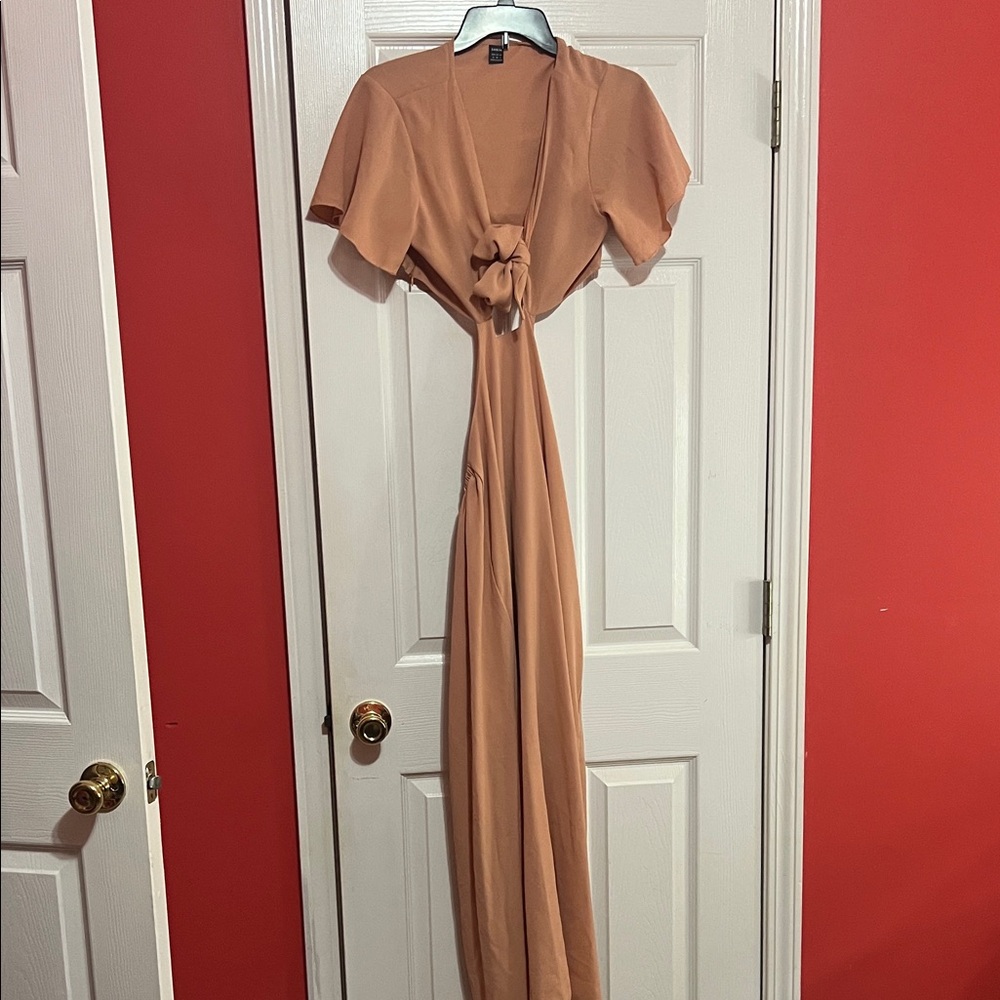 Elegant Coral/Tan  Dress